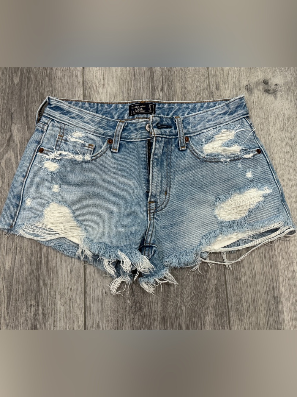 Abercrombie & Fitch Light Blue Ripped Denim Cutoff Shorts
